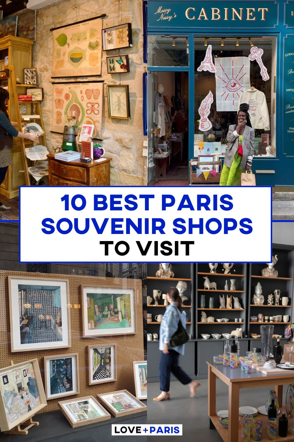 This is a Pinterest pin detailing 10 Best Paris Souvenir Shops to Visit