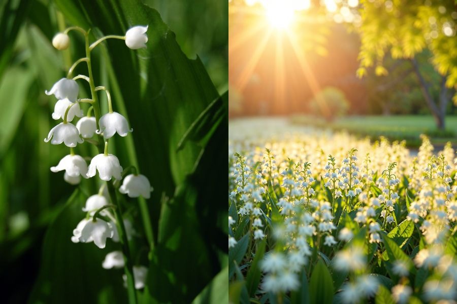 This is an image of a flower field with a white bunch.
