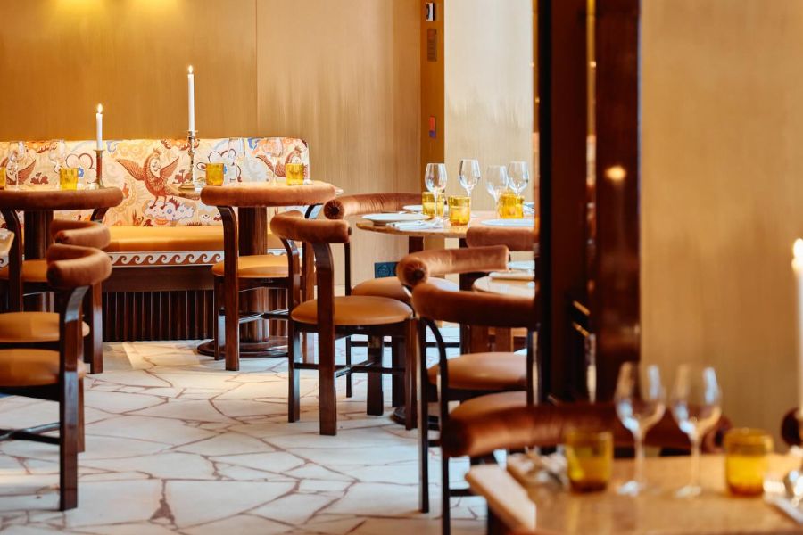 This is an image of an upscale bistro with modern cutlery and tableware.