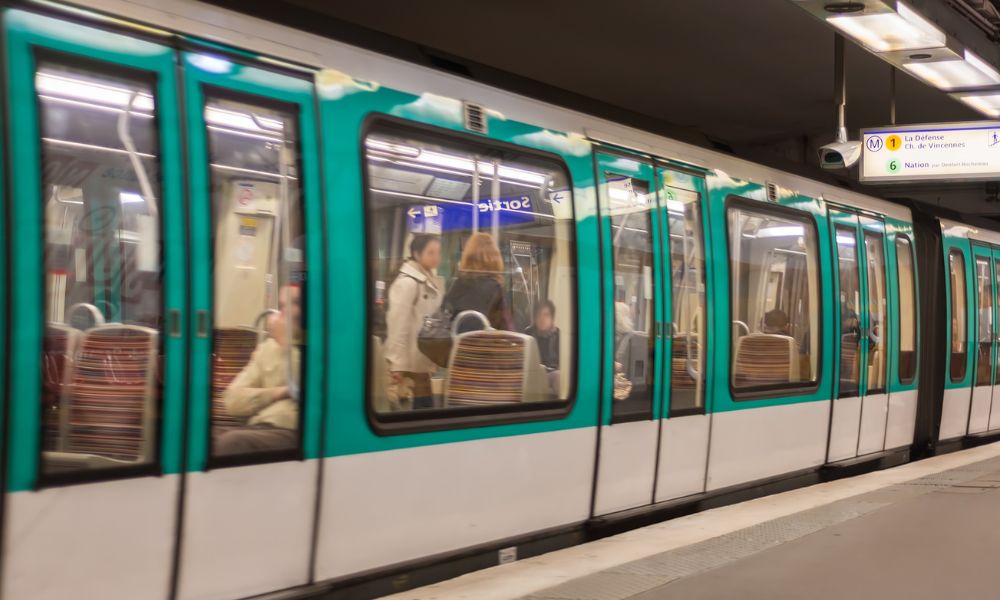 This is an image of the metro train pulling into a station platform.