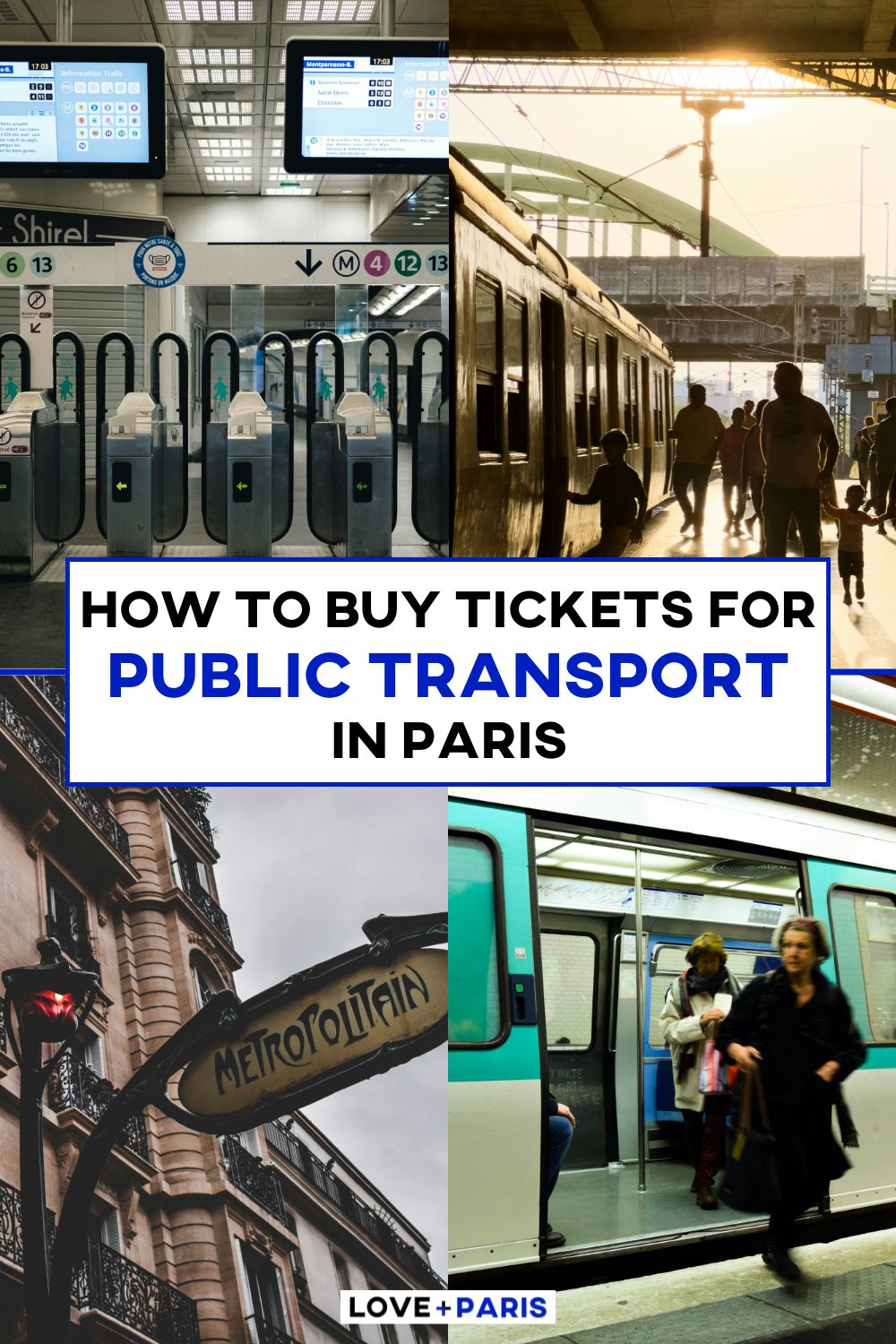 This is a Pinterest pin that details how to buy tickets for public transport in Paris.