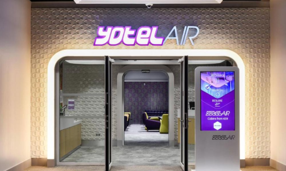 This is an image of the Yotel Air hotel entrance at Paris Charles De Gaulle.