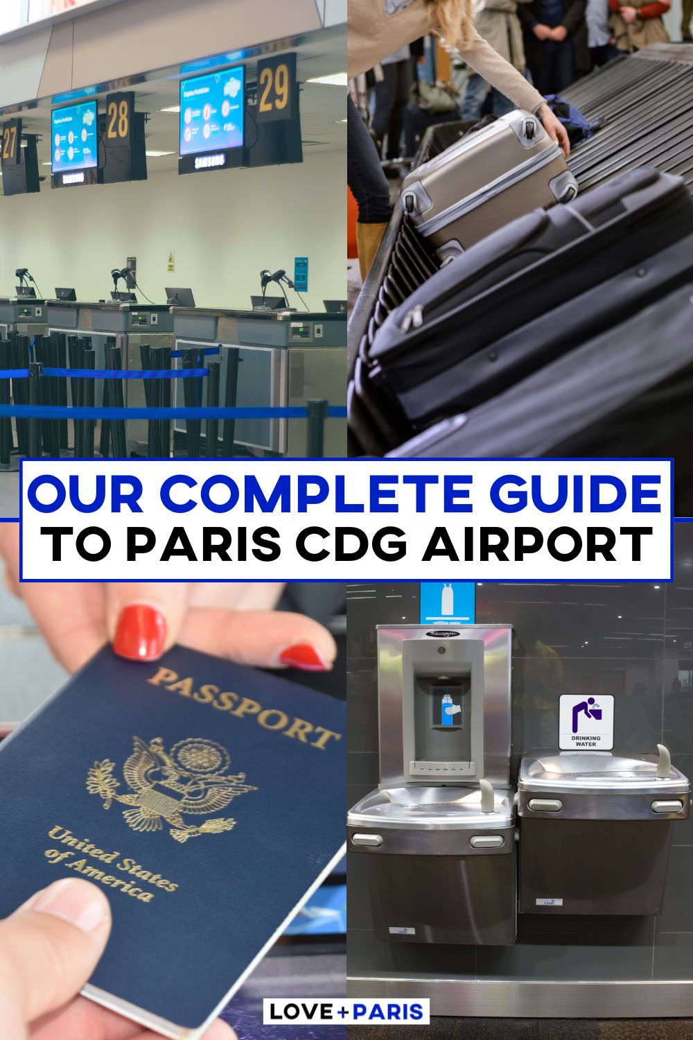 This is a Pinterest pin detailing 'Our Complete Guide to Paris CDG Airport'.